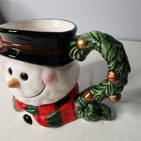 Ceramic hand painted large Christmas winter large mug snowman - Picture 2 of 7